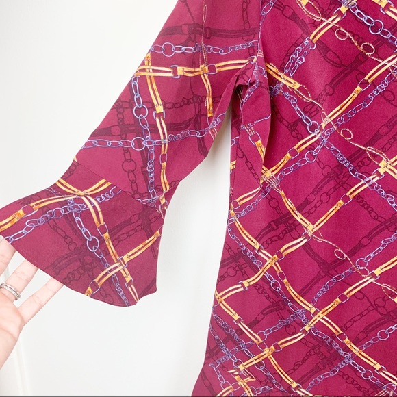 Karl Lagerfeld Red Chain-print Long-sleeve Dress - Picture 5 of 7